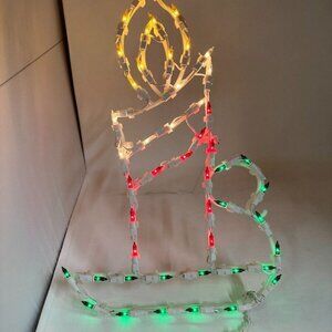 Holiday Brights Christmas Candle with 50 Miniature Lights Vintage Large